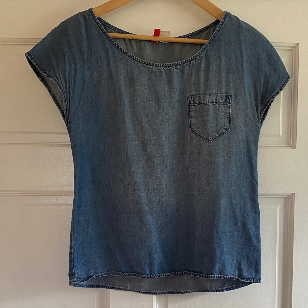 Casual Blue Denim Top